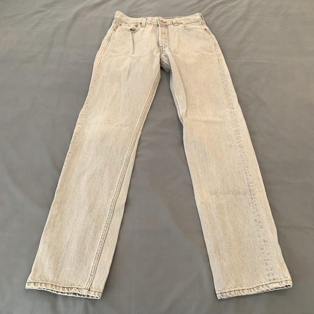 Vintage Levis 501 Jeans Mens 30x34 Gray Light Wash Straight Denim Made USA 90s